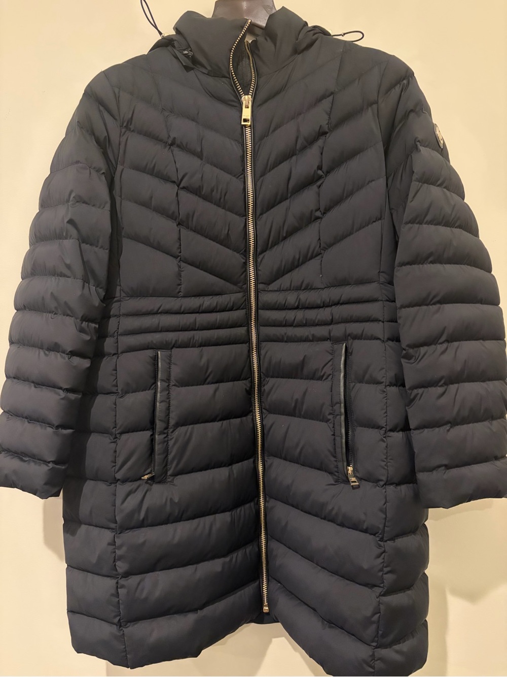 Michael Kors Ultra Light Weight Down Fill Black Coat Removable Hood Size 1X